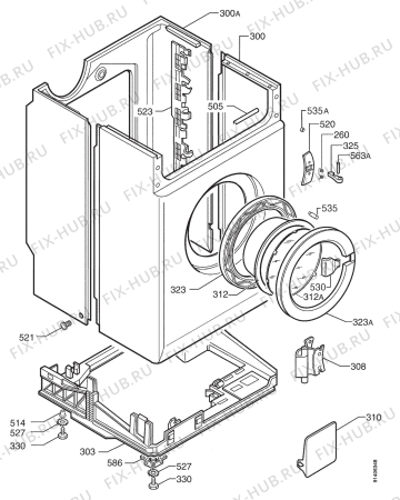 Взрыв-схема стиральной машины Zanussi WJS1272 - Схема узла Cabinet + armatures